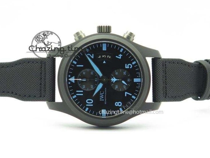 MIROTIME 0812 Pilot Chrono IW388003 Real Ceramic V6F 1:1 Best Edition On Black Nylon Strap A StreetReady 7284